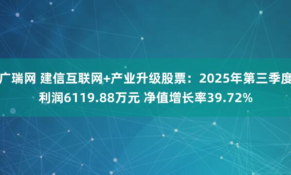 广瑞网 建信互联网+产业升级股票：2025年第三季度利润6119.88万元 净值增长率39.72%